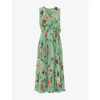 Phase Eight Womens Simara V-neck Floral-print Woven Midi Dress Green