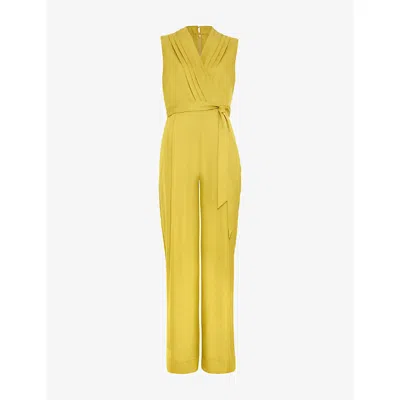 Phase Eight Womens Taylor Wrap Satin-twill Jumpsuit Yellow