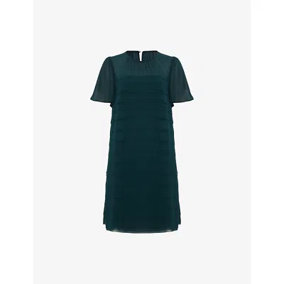 Phase Eight Womens Teal Fallon Layered Woven Mini Dress In Green