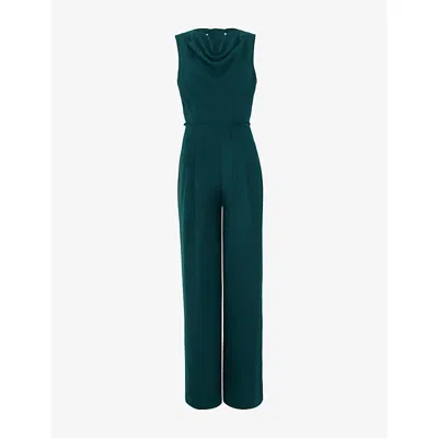 Phase Eight Womens Teal Monique Cowl-neck Woven Jumpsuit In Green