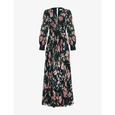 Phase Eight Womens Teal Rosa Petite Floral-print Woven Maxi Dress In Blue