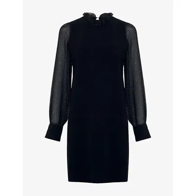 Phase Eight Womens Thea Rhinestone-embellished Knitted Mini Dress Black