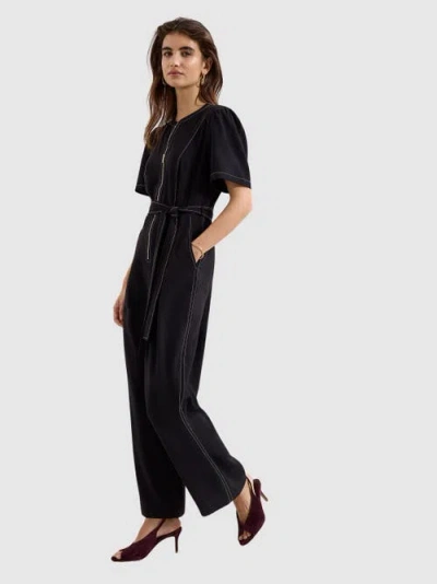 Phase Eight Zip-front Wide-leg Jumpsuit In Black