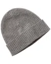 Phenix 2x2 Ribbed Cuffed Cashmere Beanie In Grey