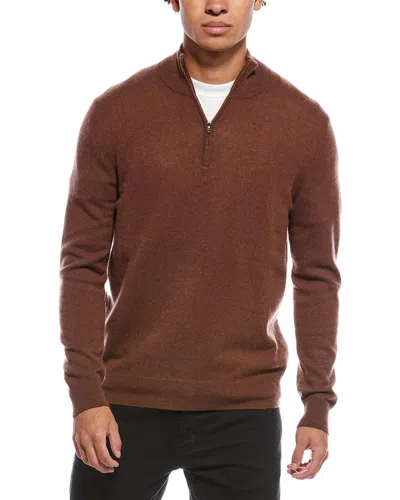 Phenix Cashmere 1/4-zip Mock Sweater In Brown
