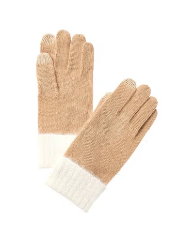 Phenix Colorblock Touch Tech Cashmere Gloves In Brown