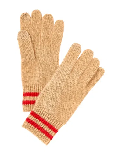 Phenix Double Stripe Cuff Cashmere Touch Tech Gloves In Brown