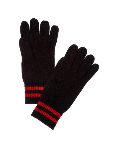 Phenix Double Stripe Cuff Touch Tech Cashmere Gloves In Black
