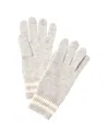 Phenix Double Stripe Cuff Touch Tech Cashmere Gloves In Gray