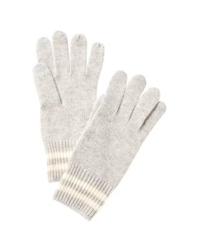 Phenix Double Stripe Cuff Touch Tech Cashmere Gloves In Gray