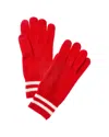 Phenix Double Stripe Cuff Touch Tech Cashmere Gloves In Red