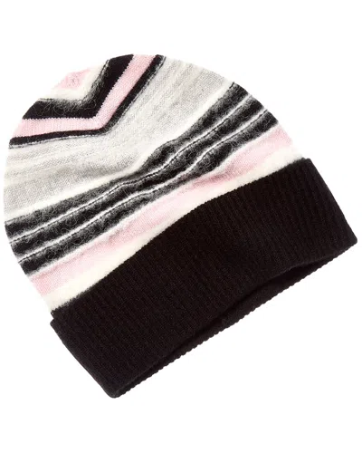 Phenix Fuzzy Stripe Cashmere Beanie In Black