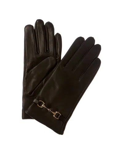 Phenix Horsebit Cashmere-lined Leather Gloves In Gold
