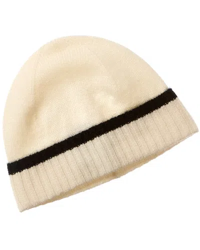 Phenix Jersey Tipped Cuffed Cashmere Hat In White