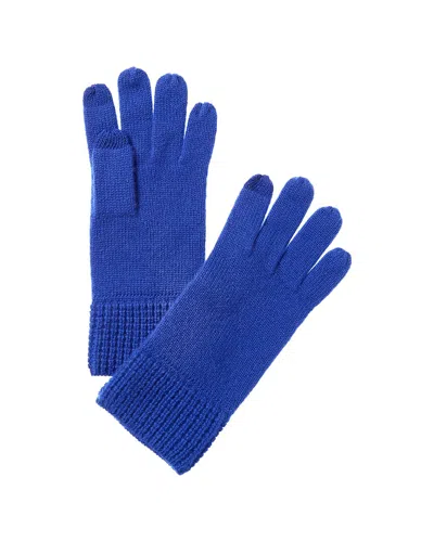 Phenix Knit Waffle Cuff Cashmere Gloves In Blue