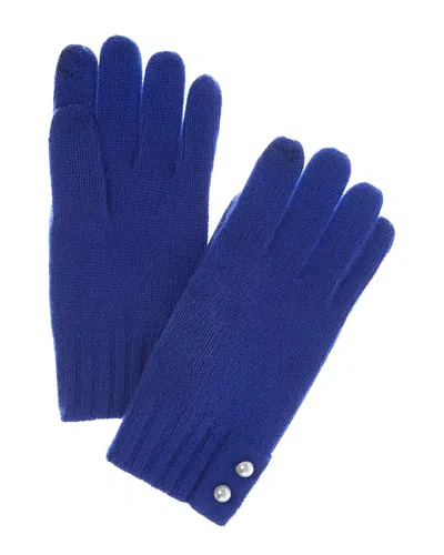 Phenix Pearl Button Cuff Cashmere Gloves In Blue