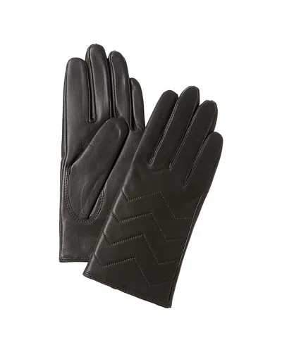 Phenix Quilted V Leather Gloves In Gray