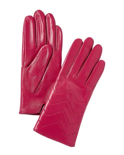 Phenix Quilted V Leather Gloves In Pink