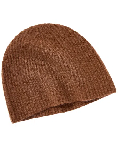 Phenix Rib Knit Cashmere Beanie In Brown