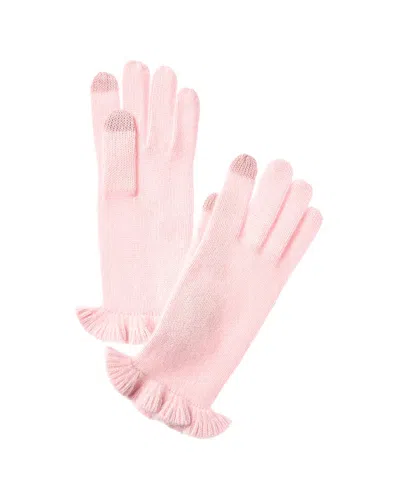 Phenix Ruffle Cuff Knit Cashmere Gloves In Pink