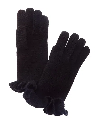 Phenix Ruffle Cuff Knit Touch Tech Cashmere Gloves In Black