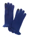 Phenix Ruffle Cuff Knit Touch Tech Cashmere Gloves In Blue