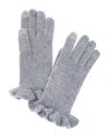 Phenix Ruffle Cuff Knit Touch Tech Cashmere Gloves In Grey