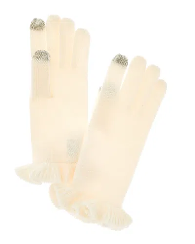 Phenix Ruffle Cuff Knit Touch Tech Cashmere Gloves In White