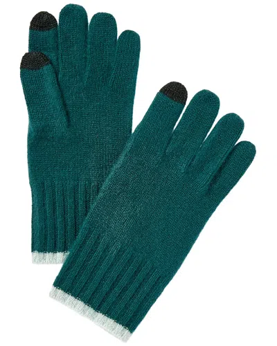 Phenix Tipped Rib Cuff Cashmere Gloves In Green