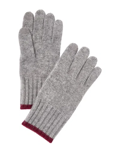 Phenix Tipped Rib Cuff Cashmere Gloves In Gray