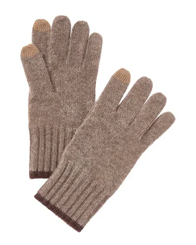 Phenix Tipped Rib Cuff Cashmere Gloves In Brown