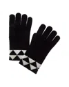 Phenix Triangle Jacquard Cuff Touch Tech Cashmere Gloves In Black