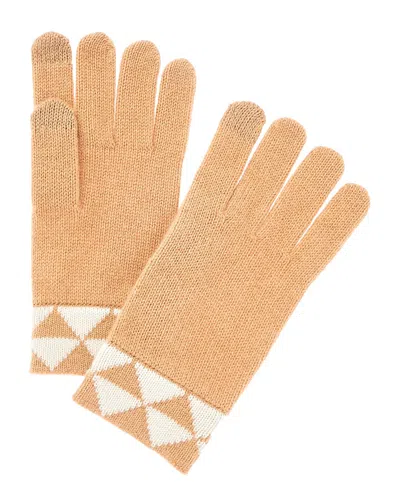 Phenix Triangle Jacquard Cuff Touch Tech Cashmere Gloves In Brown