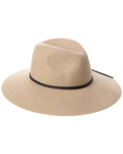 Phenix Wide Brim Leather-trim Wool Fedora In Beige