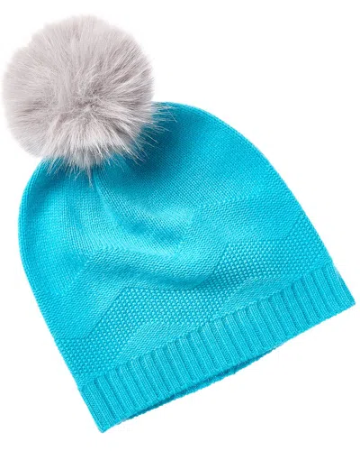 Phenix Zig-zag Texture Cashmere Beanie In Blue