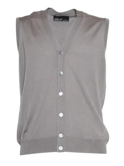 Phi By Filippo De Laurentiis Merino Wool Vest In Brown