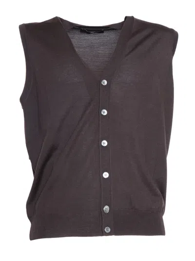 Phi By Filippo De Laurentiis Merino Wool Vest In Brown