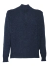 Phi By Filippo De Laurentiis Wool And Cashmere Zipped Sweater In Blue