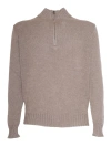 Phi By Filippo De Laurentiis Wool And Cashmere Zipped Sweater In Brown