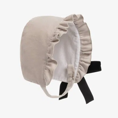 Phi Clothing Babies' Girls Beige Cotton Needlecord Bonnet