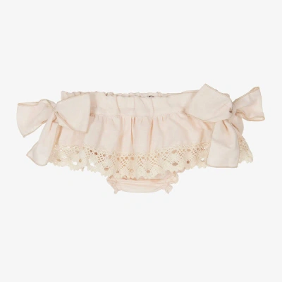 Phi Clothing Babies' Girls Beige Linen & Cotton Bloomer Shorts