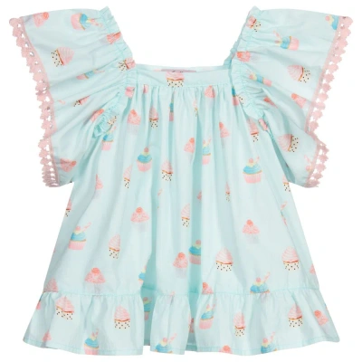 Phi Clothing Babies' Girls Blue Cupcakes Blouse