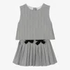 PHI CLOTHING GIRLS GREY TOP & SKIRT SET