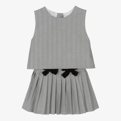 Phi Clothing Kids' Girls Grey Top & Skirt Set