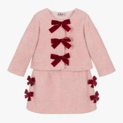 Phi Clothing Kids' Girls Pink Cardigan & Skirt Set