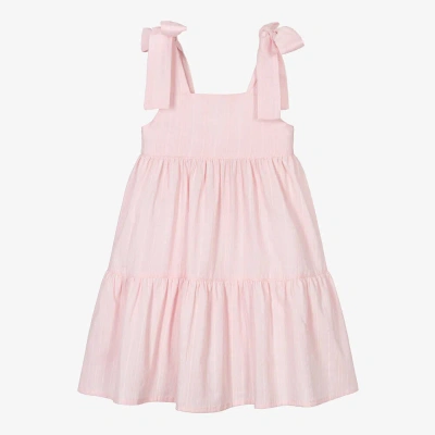 Phi Clothing Kids' Girls Pink Cotton Tiered Dress