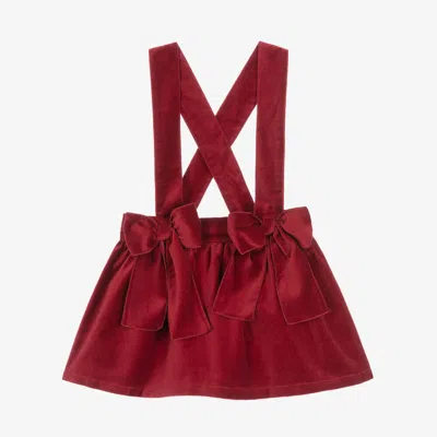 Phi Clothing Kids' Girls Red Velvet Skirt In Burgundy
