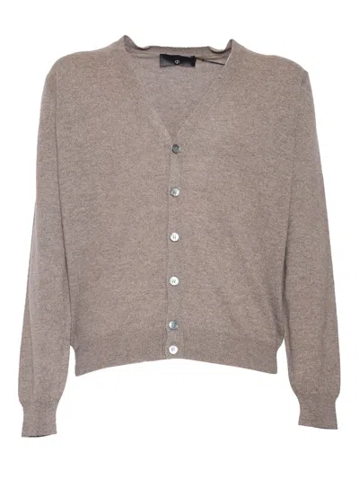 Phi Fdl Cardigan Bott.ml Lana Cashme In Brown