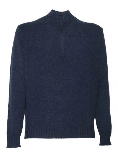 Phi Fdl Mezza Zip ml Lana Cashmere In Blue