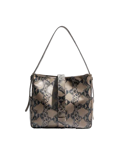 Phialebel Cocó Tote Snakeskin-print In Smoke Grey